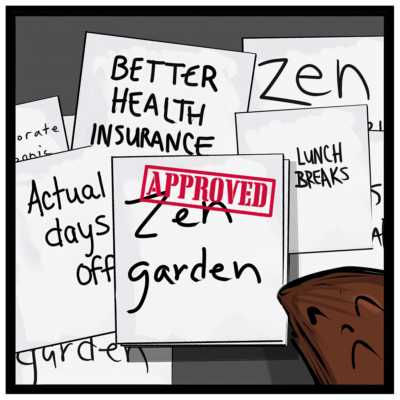 mental wellness grant winner comic – Donna Lake workplace comic strip.