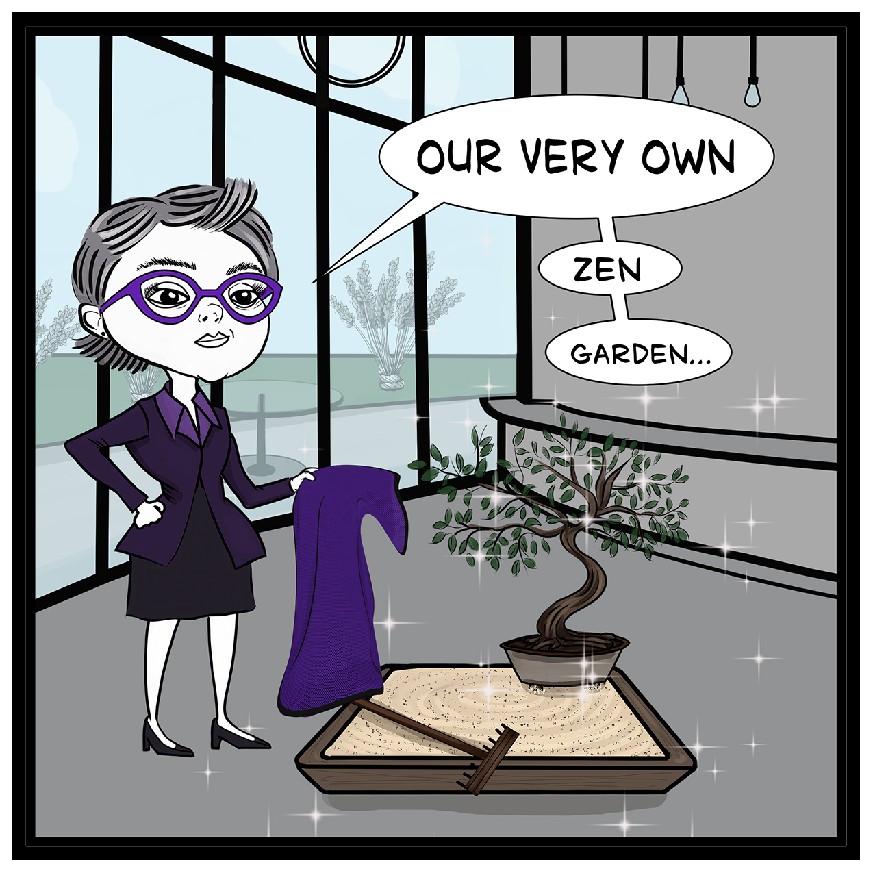 office zen garden comic – Donna Lake workplace comic strip.