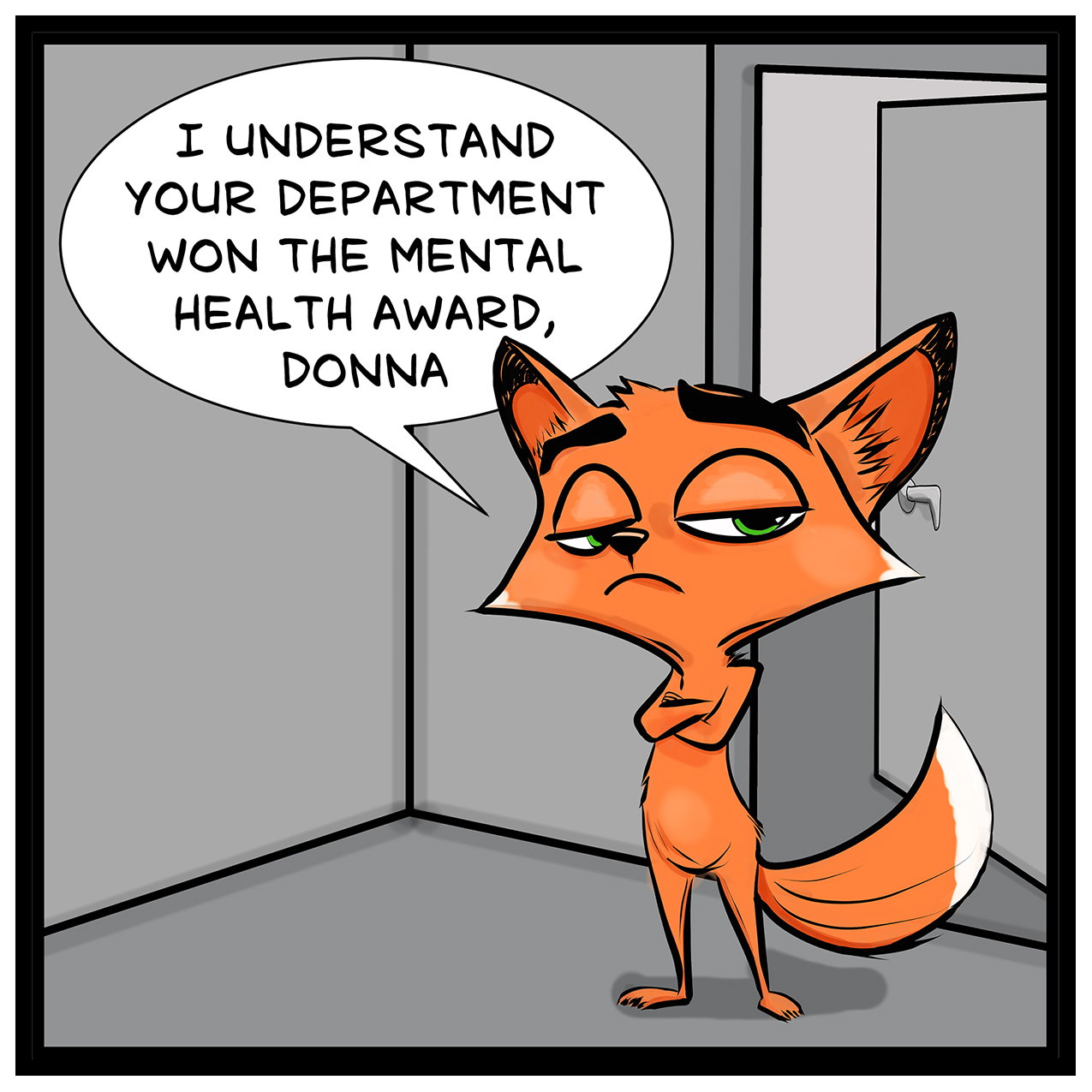 Parker Fox character tells Donna Lake her department won the mental health award.