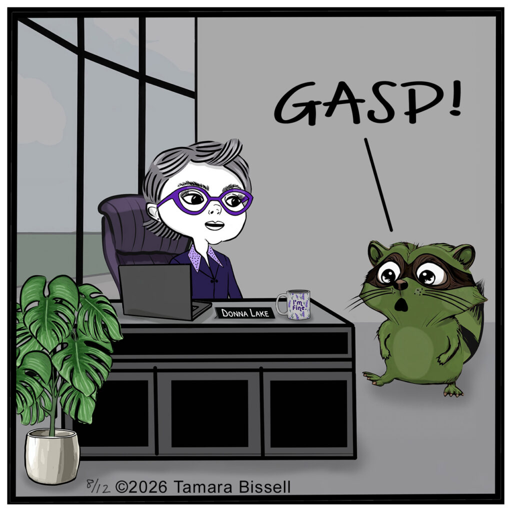 Milo looks down at himself and finally realizes that he is green. Milo: “GASP!”