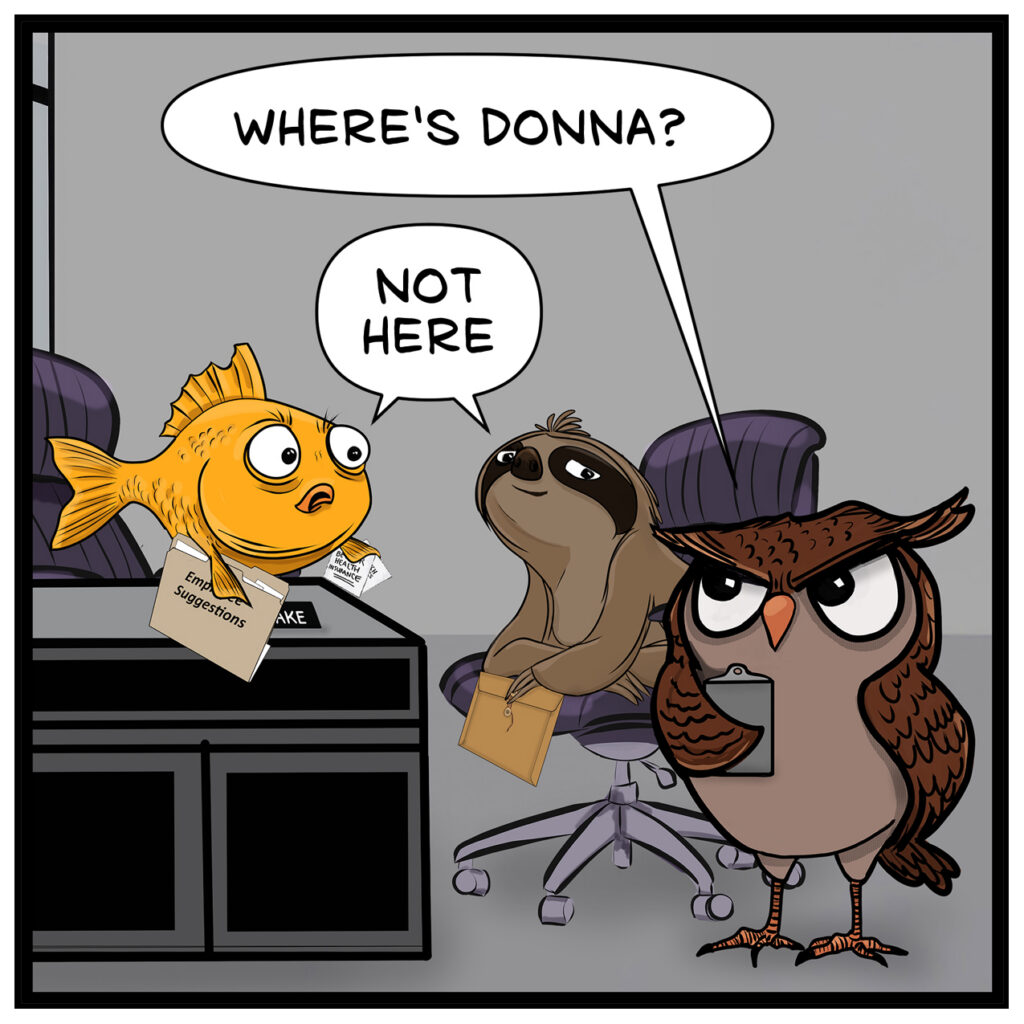 LESLIE: WHERE’S DONNA? DREW & FINLEY: NOT HERE
